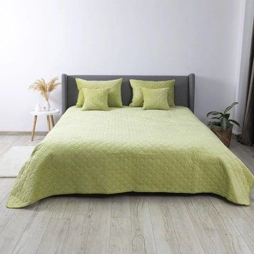 Покривало ТЕП "VELOUR" 150*210 см салатове/ромб круглий TEPVELPLED_34 фото