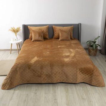 Покривало ТЕП "VELOUR" 150*210 см Кавовий/Ромб прямий TEPVELPLED_40 фото