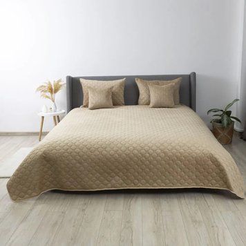 Покривало ТЕП "VELOUR" 150*210 см бежевий ромб круглий TEPVELPLED_55 фото