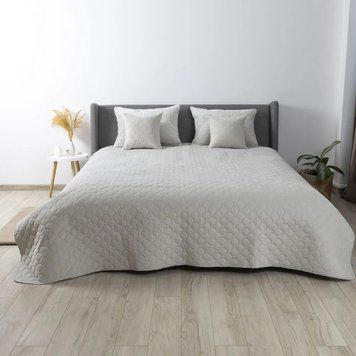 Покривало ТЕП "VELOUR" 150*210 см світло-сірий/ромб круглий TEPVELPLED_6 фото