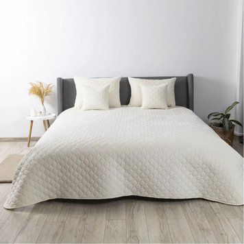 Покривало ТЕП "VELOUR" 150*210 см молочний/ромб круглий TEPVELPLED_67 фото